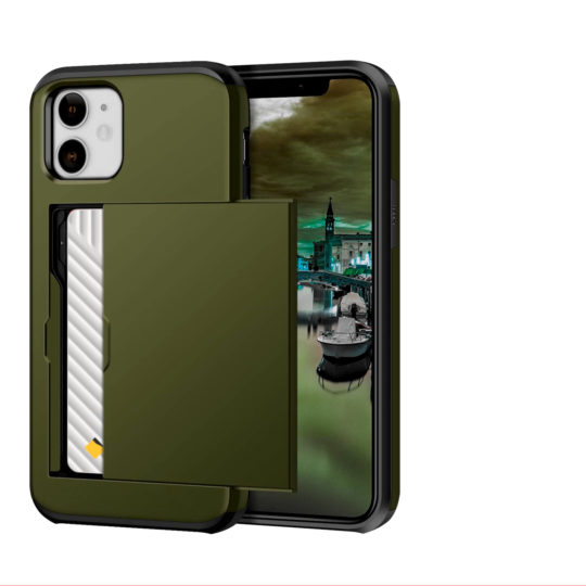 Case Wallet for iPhone 12 Mini Pro Max Olive Colour Face View