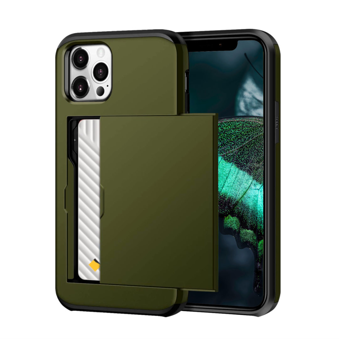 Case Wallet for iPhone 13 Mini Pro Max Olive Colour Face View