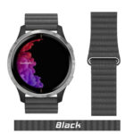 Black Leather Microfiber Link for Garmin Watch