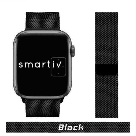 Milanese Loop Apple Watch Band Black Colour Face View