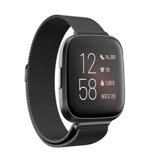 Milanese Loop Fitbit Watch Strap Black Colour Back View