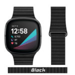 Black Leather Microfiber Link for Fitbit VERSA Watch