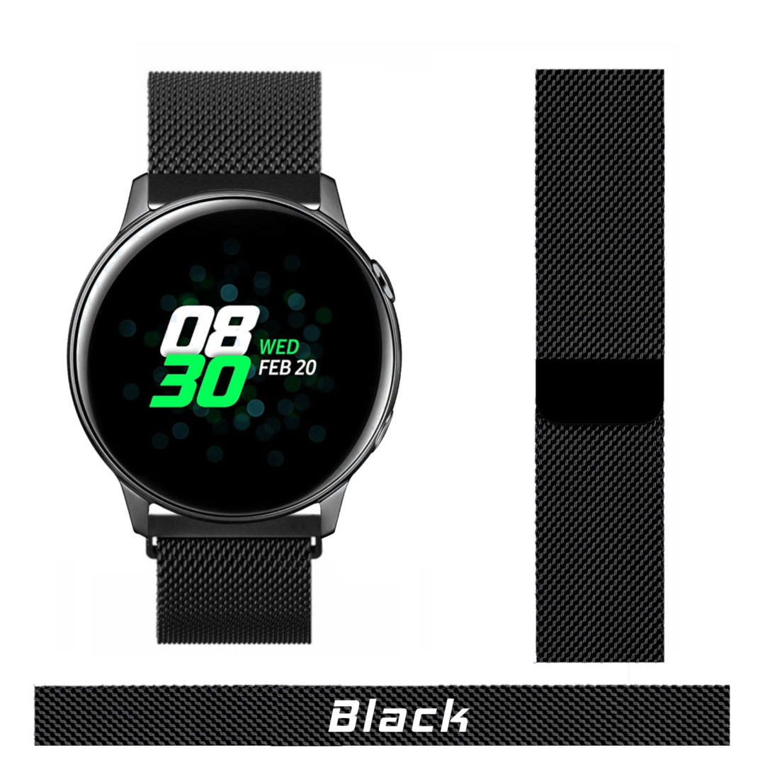 Milanese Loop Samsung Galaxy Watch Strap Black Colour Face View