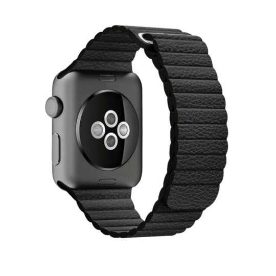 Leather Link Apple Watch Strap Black Colour Back View