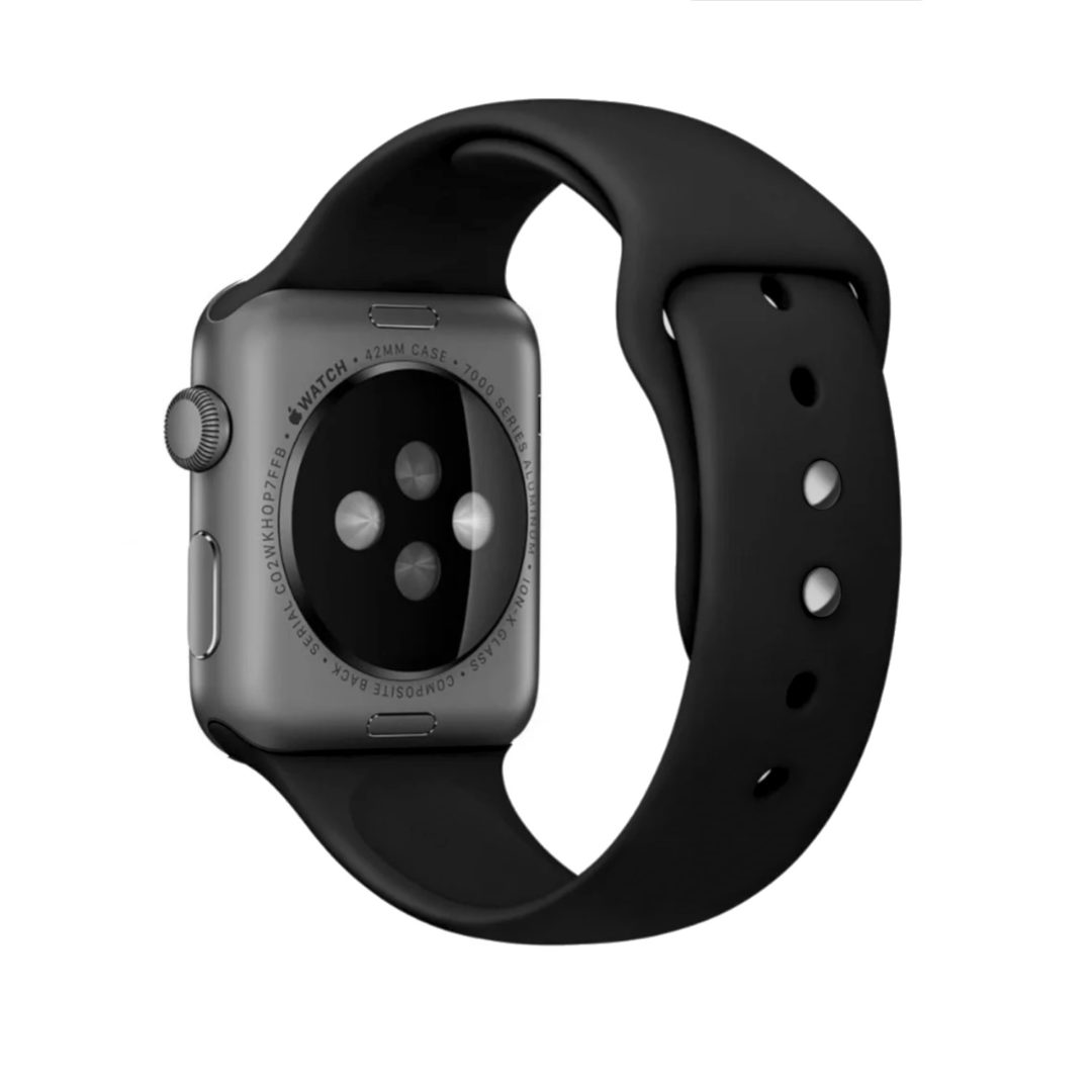 Sport Band Double Buckle Apple Watch Strap Black Colour Back View