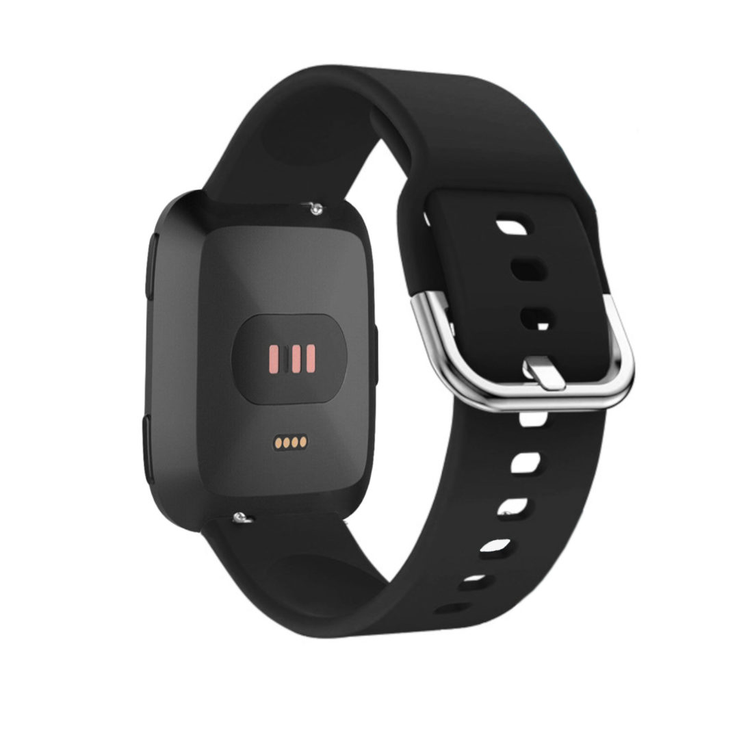 Silicone Fitbit Watch Strap Black Colour Back View