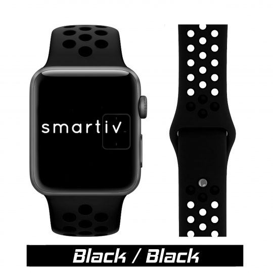 Sport Band Active Apple Watch Black/Black Colour Face View