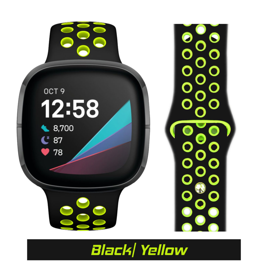 Sport Active Fitbit Watch Strap Black/Yellow Colour Face View