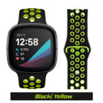 Black/Yellow Silicone Pin Band for Fitbit VERSA Watch