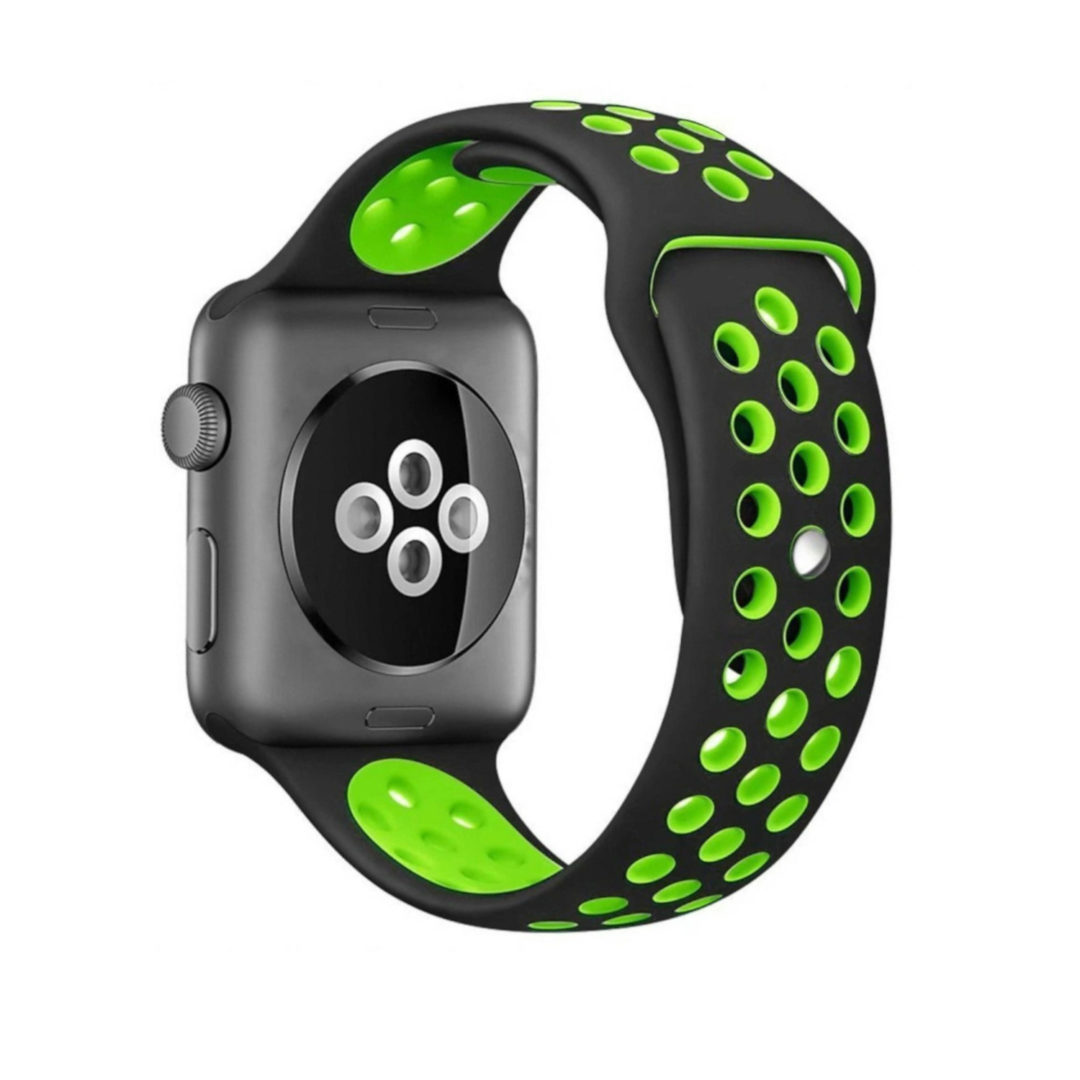 Sport Band Active Apple Watch Black/Fluorescent Green Colour Back View