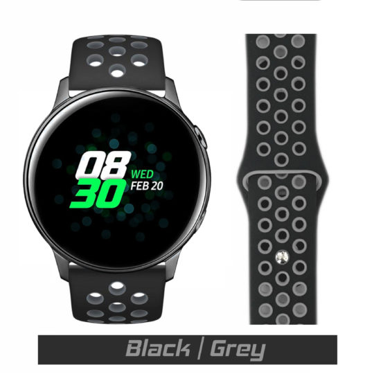 Sport Active Samsung Galaxy Watch Strap Black/Grey Colour Face View