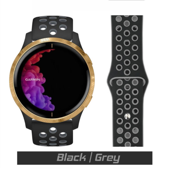Sport Active Garmin Watch Strap Black/Grey Colour Face View