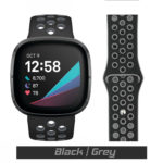 Black/Grey Silicone Pin Band for Fitbit VERSA Watch