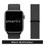 Black Multicolour Nylon Hook-and-Loop for Apple Watch Band