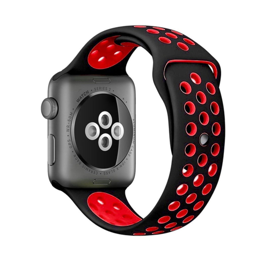 Sport Band Active Apple Watch Black/Red Colour Back View