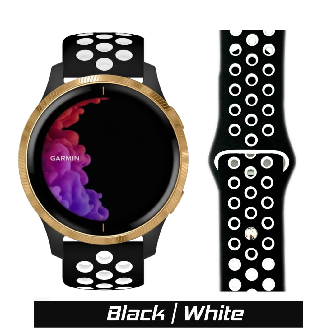 Sport Active Garmin Watch Strap Black/White Colour Face View