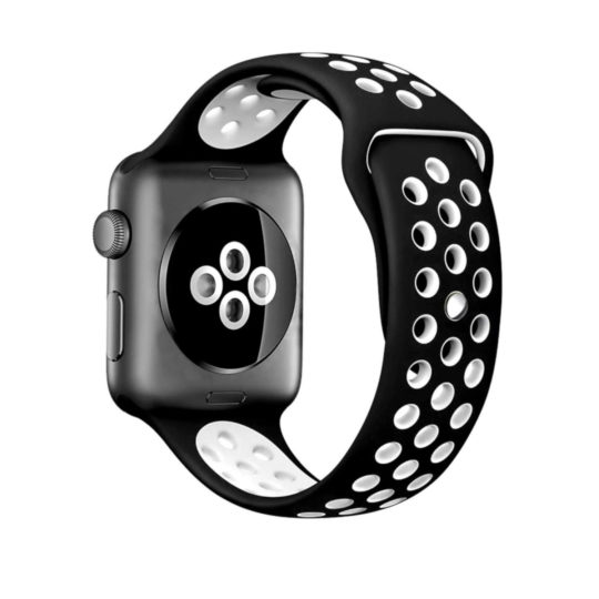 Sport Band Active Apple Watch Black/White Colour Back View