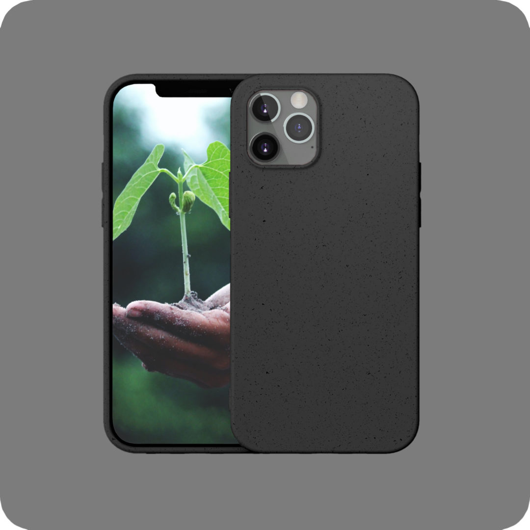 Case Biodegradable for iPhone 12 Mini Pro Max Black Colour Face View