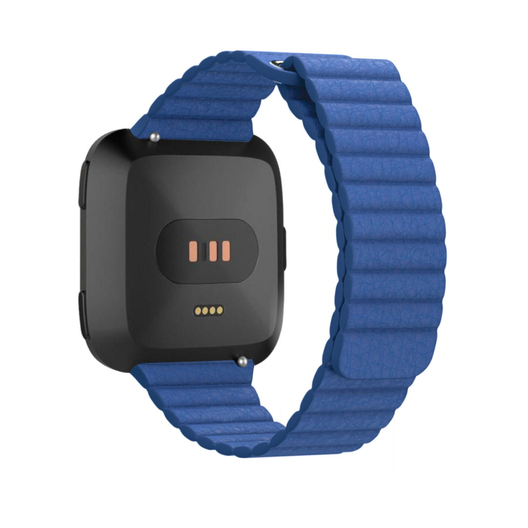 Leather Link Fitbit Watch Strap Blue Colour Back View
