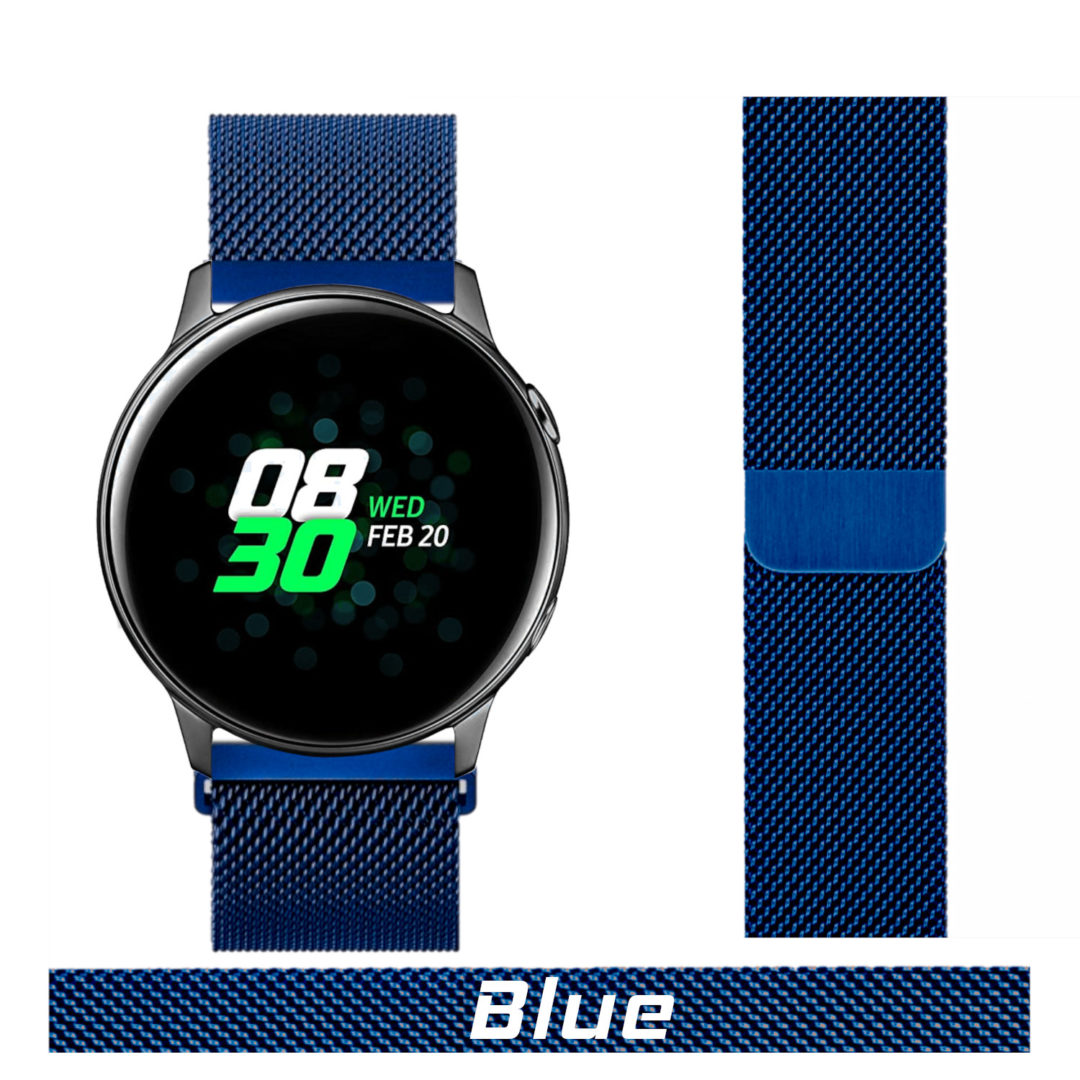 Milanese Loop Samsung Galaxy Watch Strap Blue Colour Face View