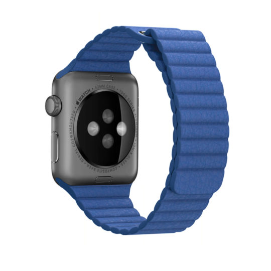 Leather Link Apple Watch Strap Blue Colour Back View