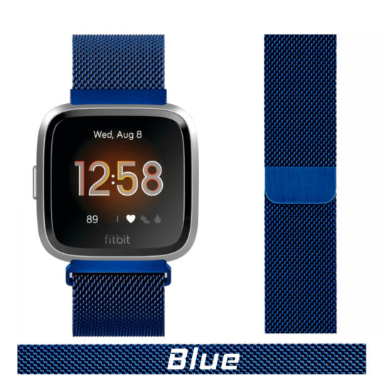 Milanese Loop Fitbit Watch Strap Blue Colour Face View