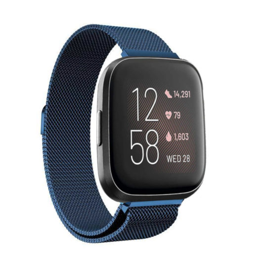 Milanese Loop Fitbit Watch Strap Blue Colour Back View