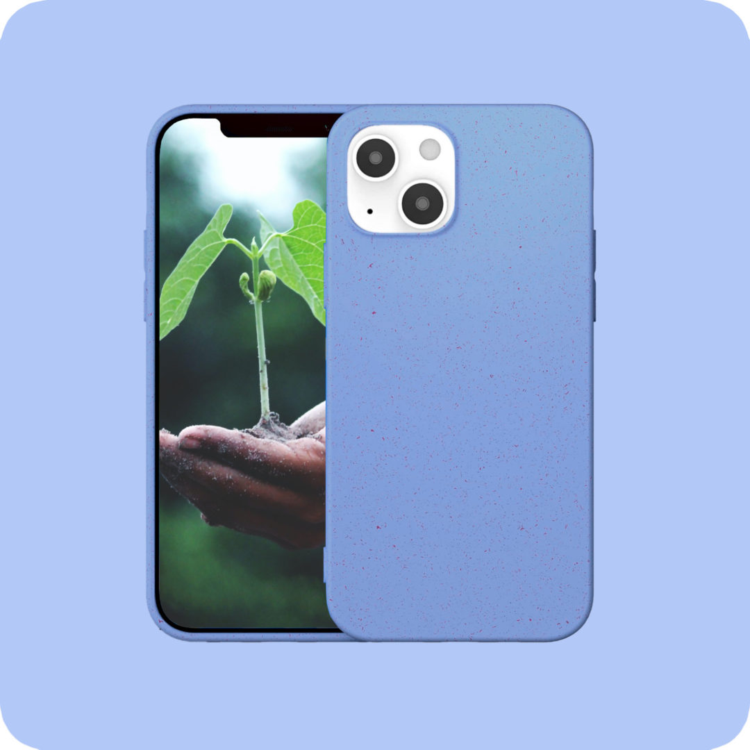 Case Biodegradable for iPhone 13 Mini Pro Max Blue Colour Face View