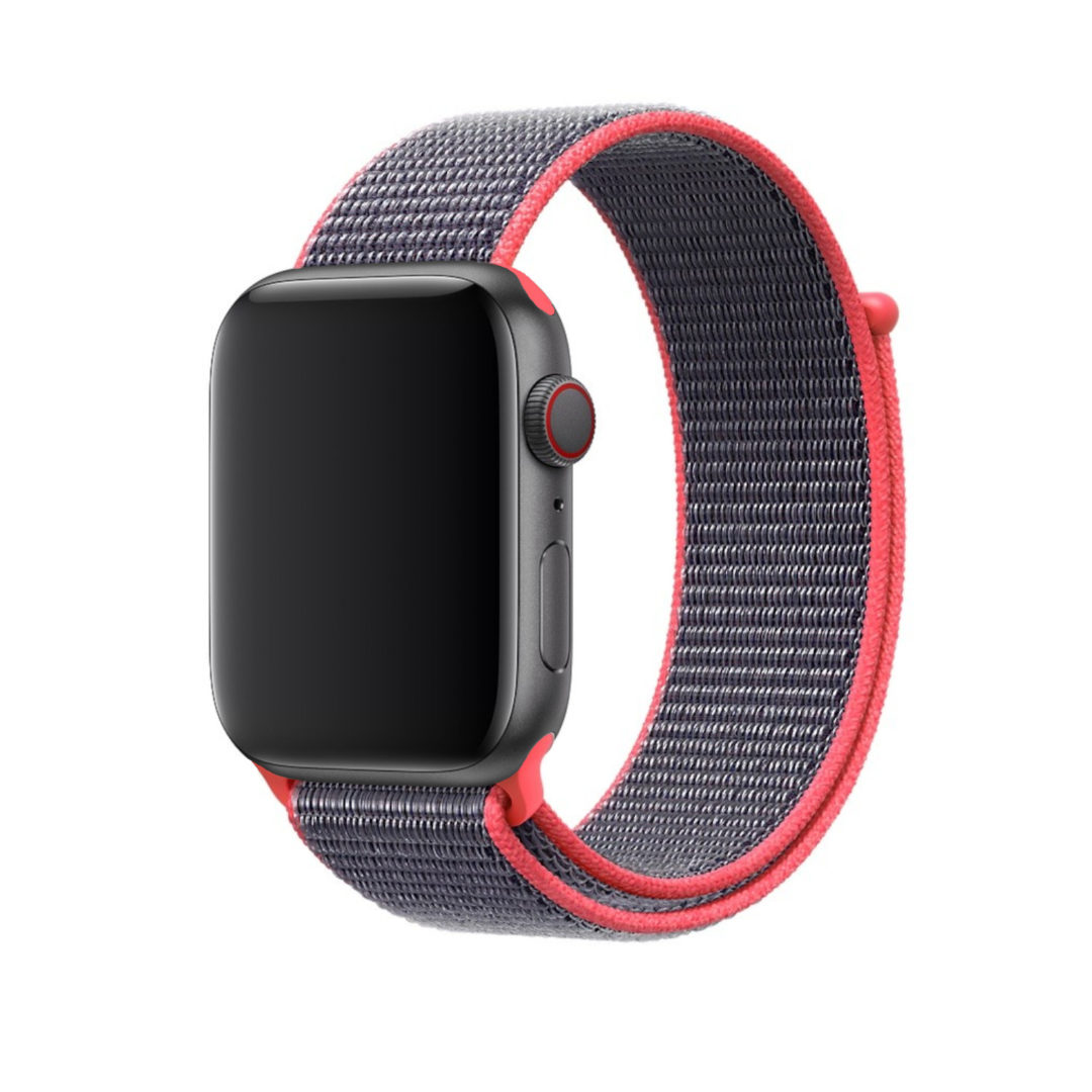 Sport Loop Apple Watch Strap Bright Pink/Grey Colour Back View