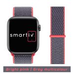 Bright Pink/Grey Multicolour Nylon Hook-and-Loop for Apple Watch Band
