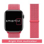 Bright Pink Multicolour Nylon Hook-and-Loop for Apple Watch Band