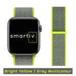 Bright Yellow/Grey Multicolour Nylon Hook-and-Loop for Apple Watch Band