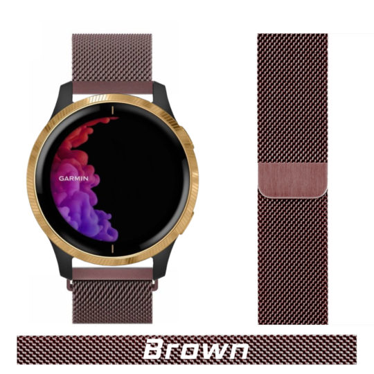 Milanese Loop Garmin Watch Strap Brown Colour Face View
