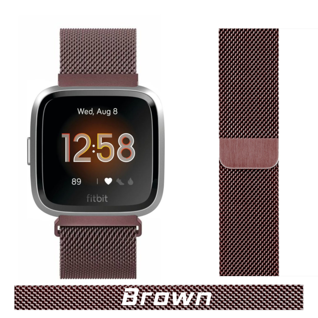 Milanese Loop Fitbit Watch Strap Brown Colour Face View