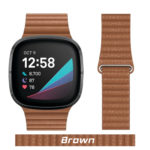 Brown Leather Microfiber Link for Fitbit VERSA Watch