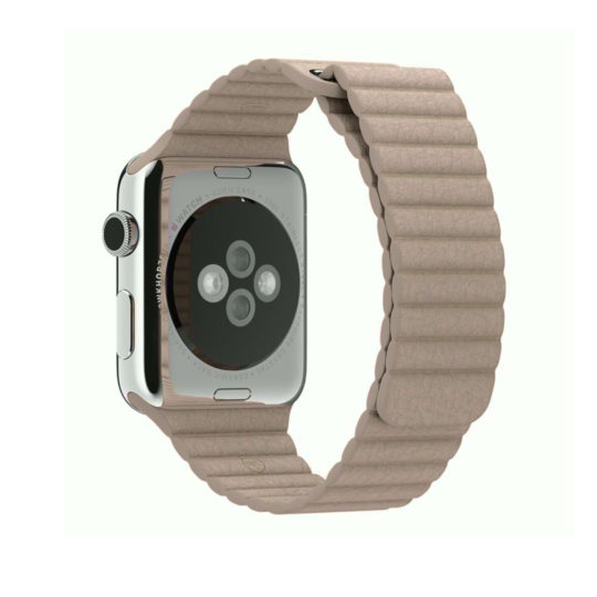 Leather Link Apple Watch Strap Dark Beige Colour Back View