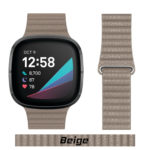 Beige Leather Microfiber Link for Fitbit VERSA Watch