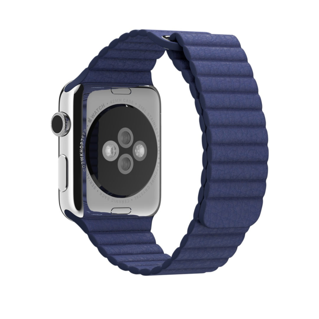 Leather Link Apple Watch Strap Dark Blue Colour Back View