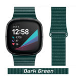 Dark Green Leather Microfiber Link for Fitbit VERSA Watch