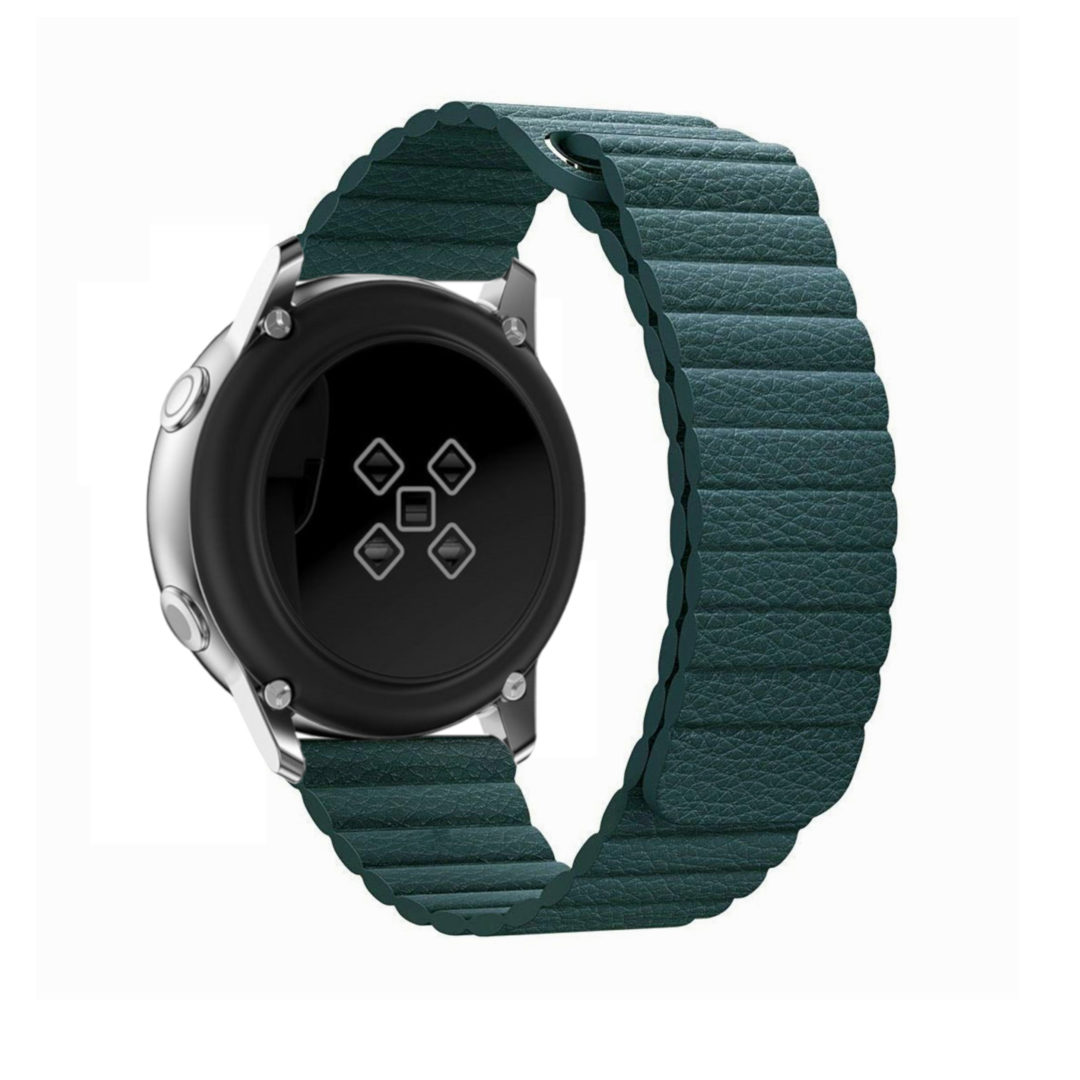 Leather Link Samsung Galaxy Watch Strap Dark Green Colour Back View