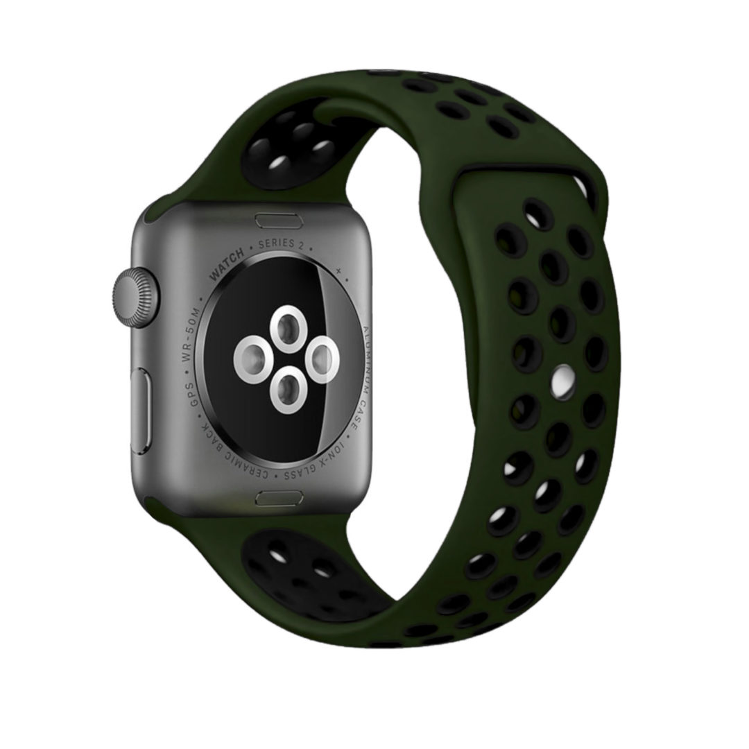Sport Band Active Apple Watch Dark Olive/Black Colour Back View