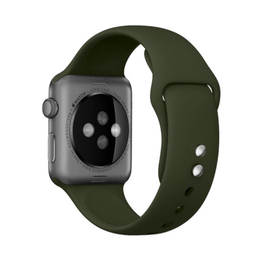 Sport Band Double Buckle Apple Watch Strap Dark Olive Colour Back View