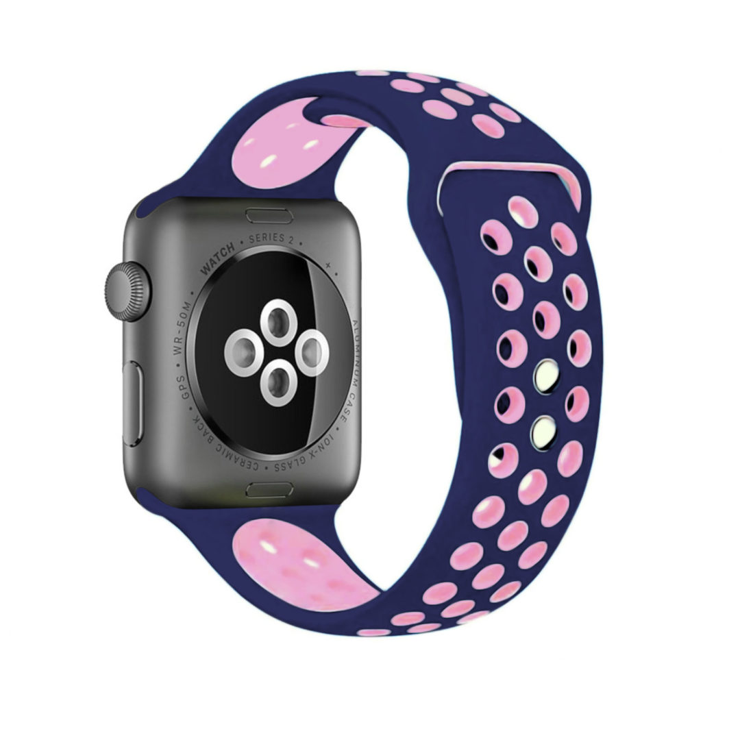Sport Band Active Double Buckle Apple Watch Midnight Blue/Light Pink Rose Colour Back View