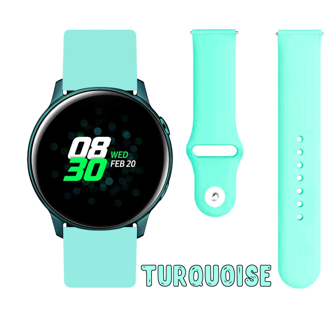 Silicone Pin Samsung Galaxy Watch Strap Turquoise Colour Face View