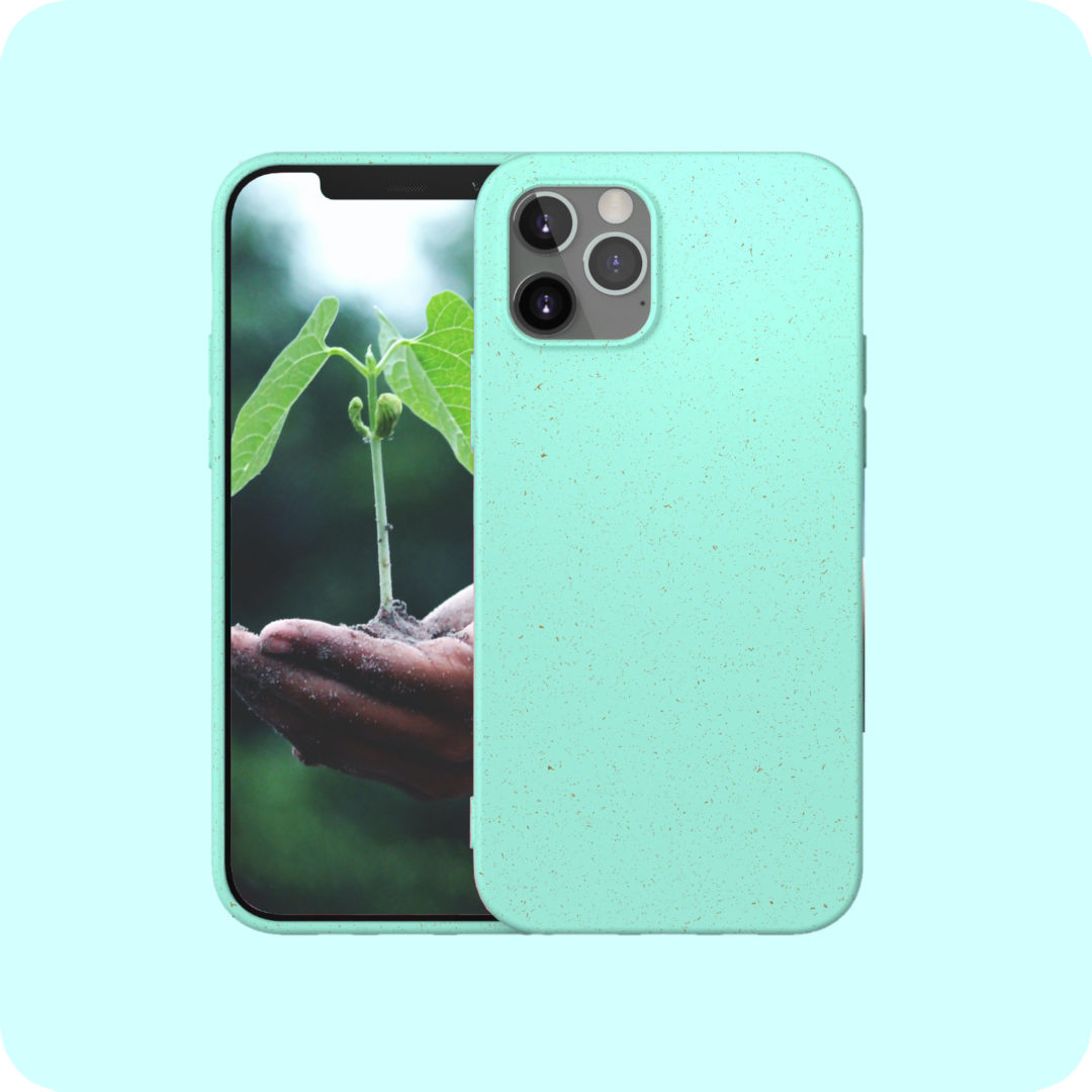 Case Biodegradable for iPhone 12 Mini Pro Max Green Colour Face View