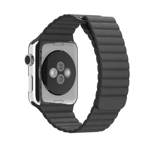 Leather Link Apple Watch Strap Grey Colour Back View