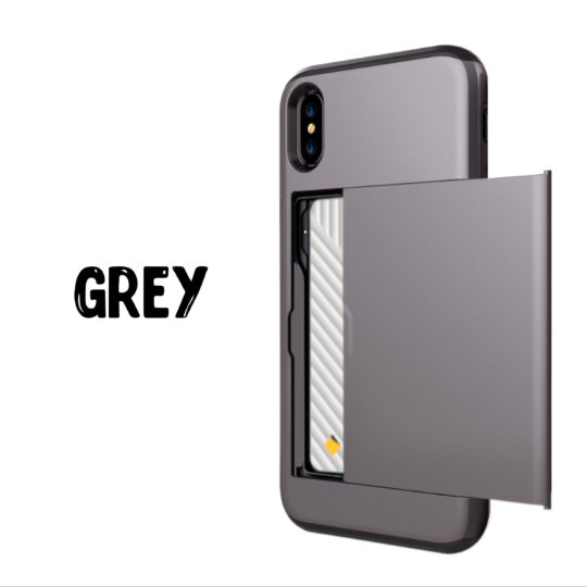 Case Wallet for iPhone X Xs Xs Max XR Grey Colour Back View