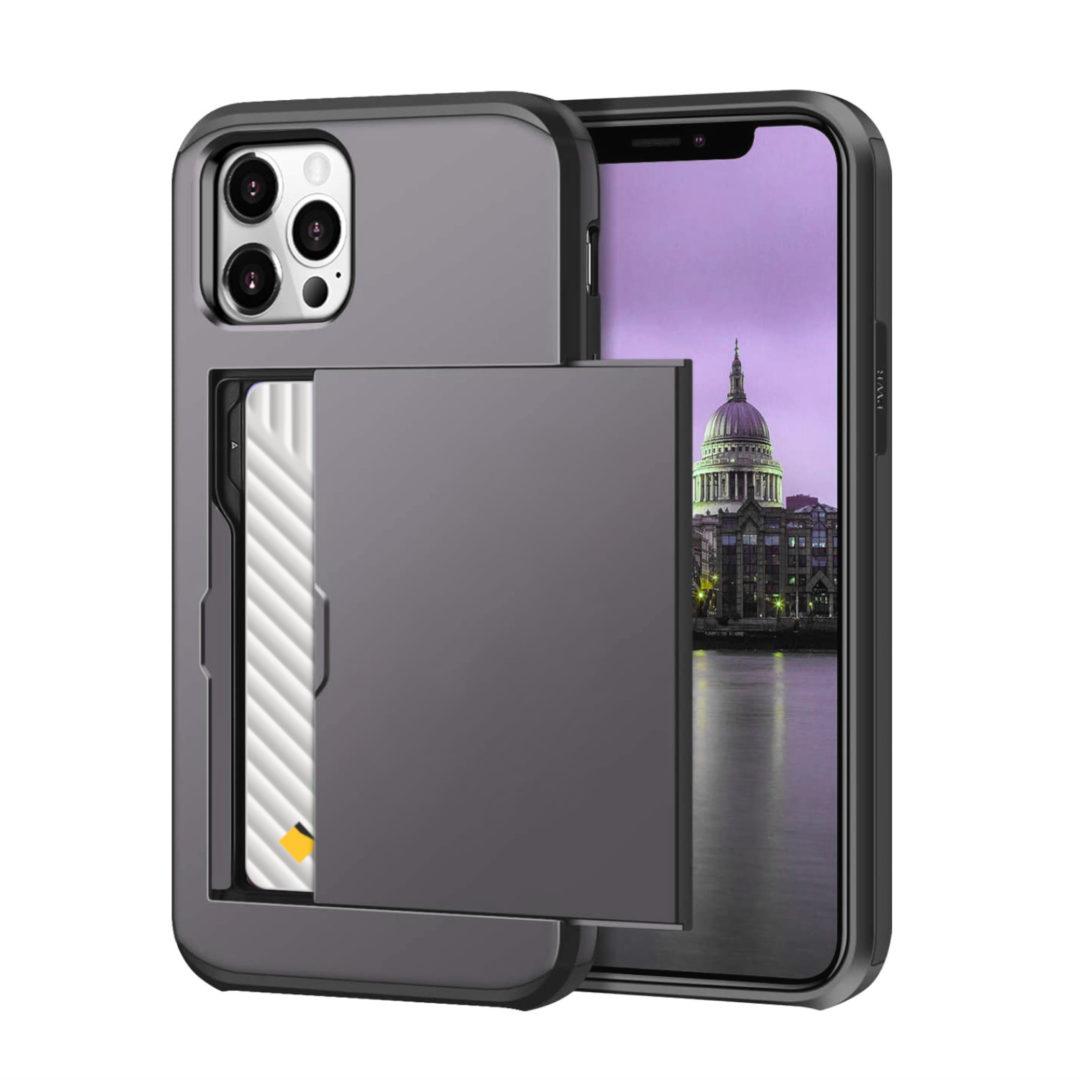 Case Wallet for iPhone 13 Mini Pro Max Grey Colour Face View
