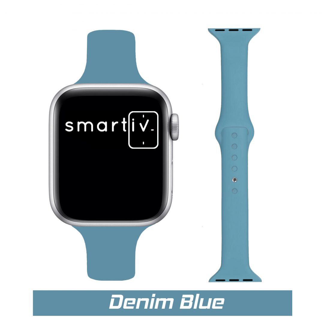 Slim Sport Apple Watch Strap Denim Blue Colour Face View