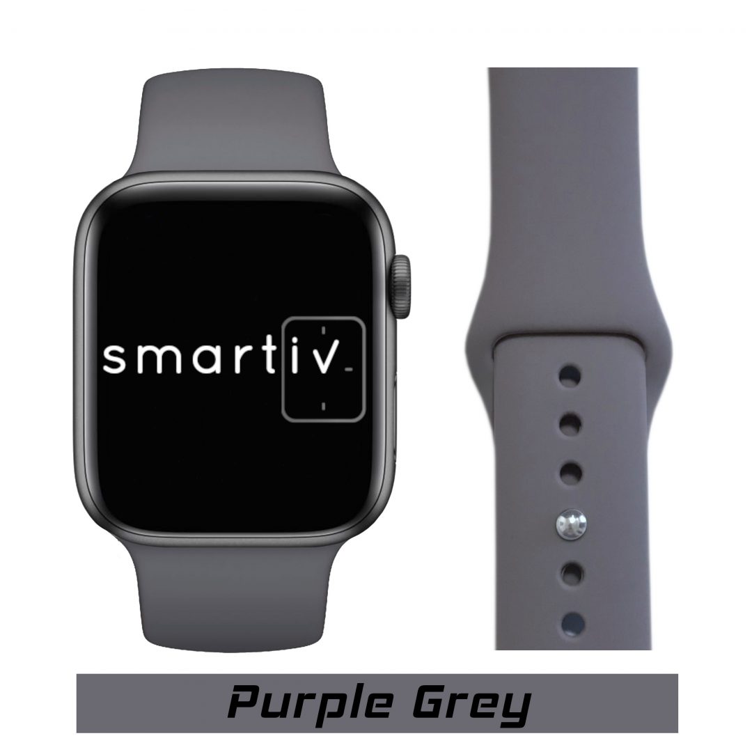 Sport Band Apple Watch Purple Grey Colour Face View